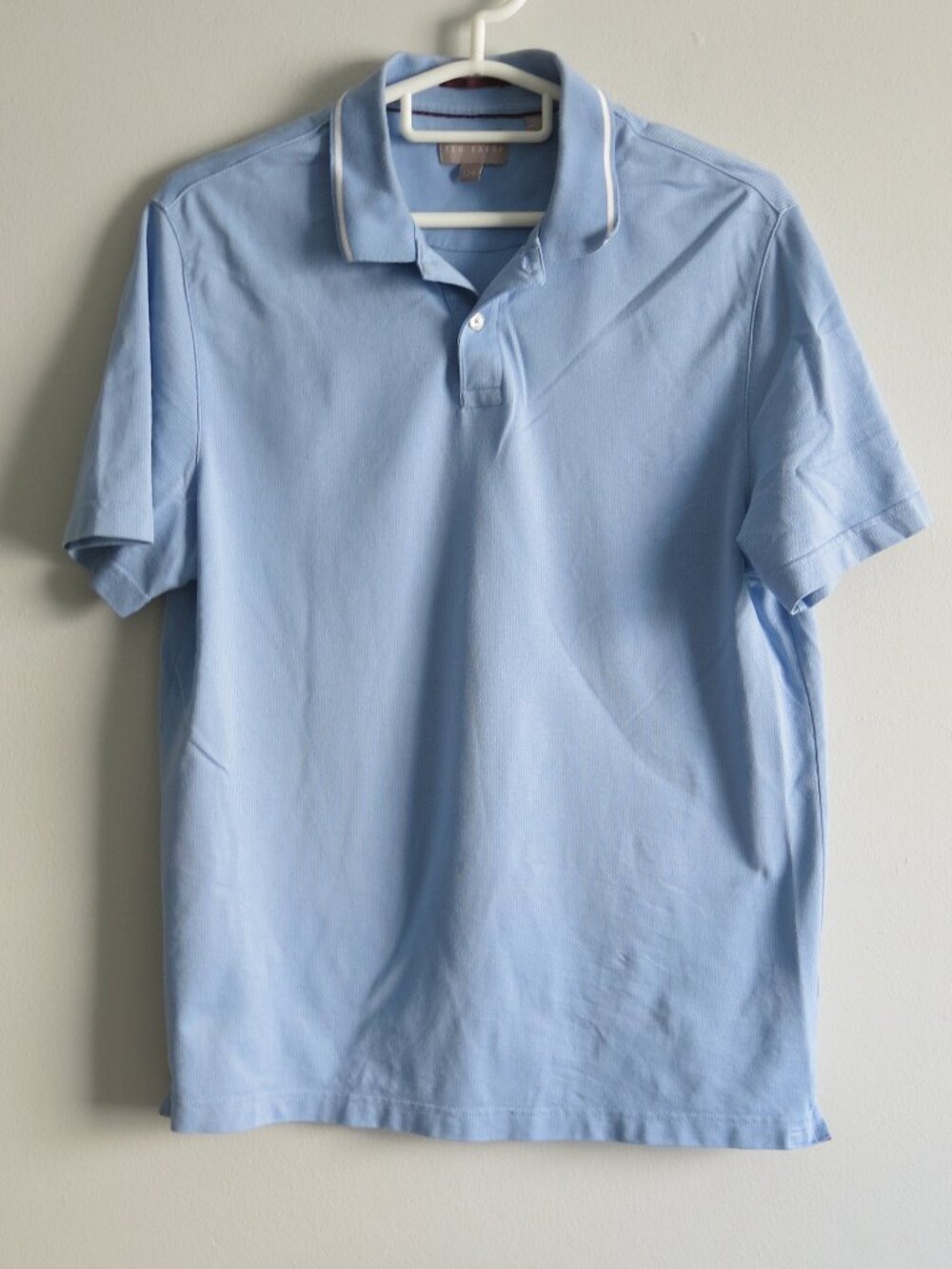 Ted Baker Cotton Blend Short Sleeve Blue Golf Polo Shirt - Size Large